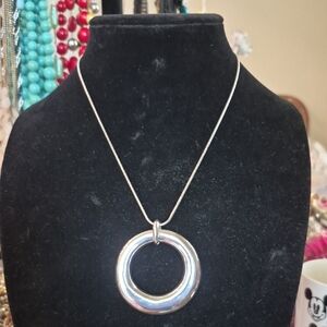 George Silver Crescent Pendant Necklace Modern Minimalist